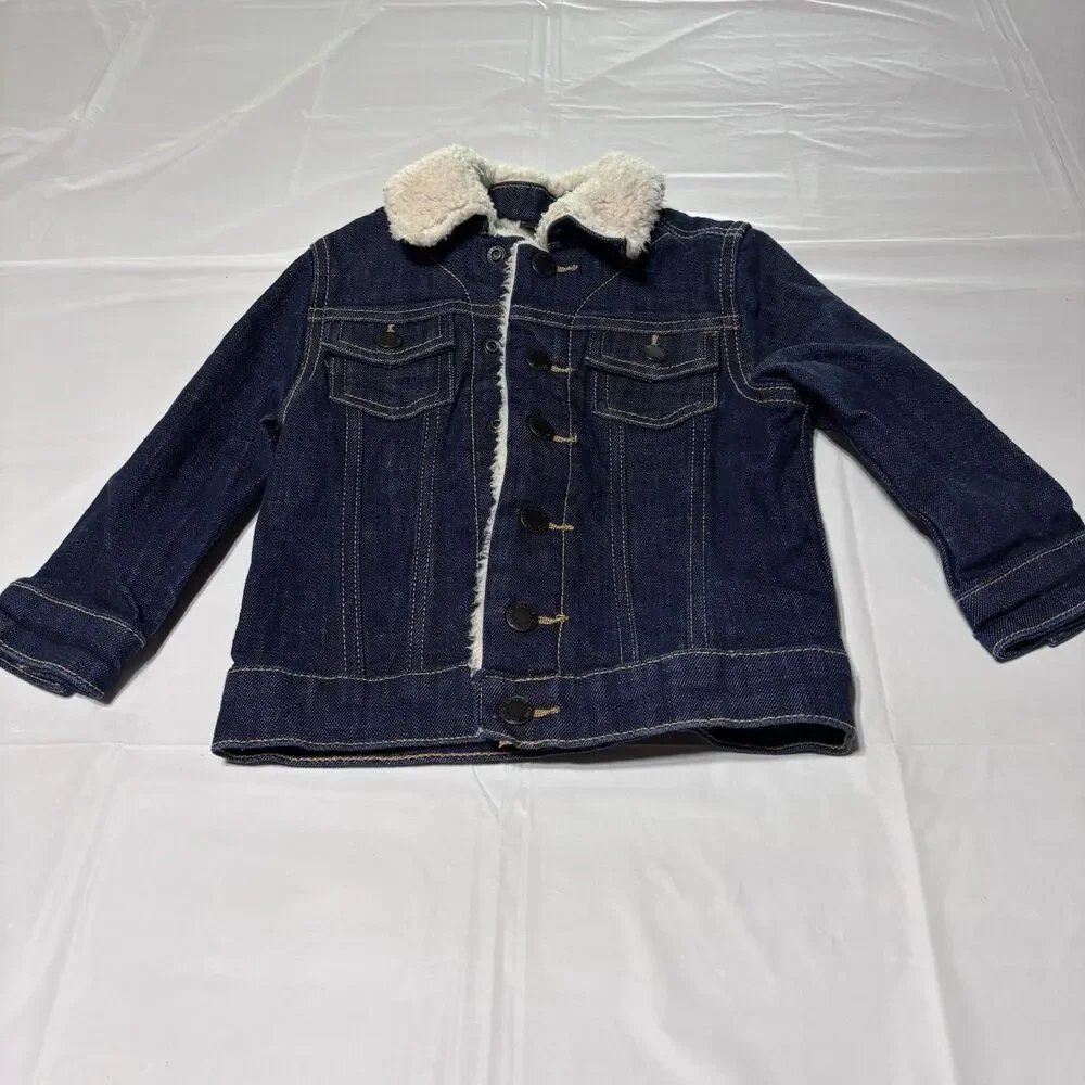 Genuine Kids OshKosh 2T Denim Sherpa Lined Trucker Jacket Blue Toddler Unisex